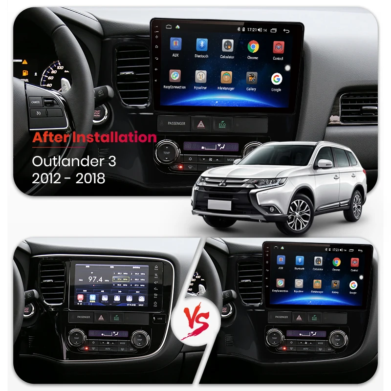 AWESAFE 2Din Android 8,1 4+ 64G CarPlay gps Радио Аудио мультимедийный плеер для Mitsubishi Outlander 3 2012 2 Din без DVD