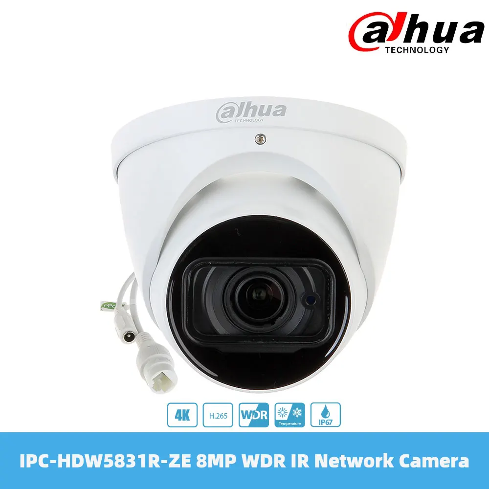 

Dahua IPC-HDW5831R-ZE 8MP WDR IR Eyeball Network Camera PoE H.265&H.264 2.7mm-12mm Motorized Lens Built-in Mic