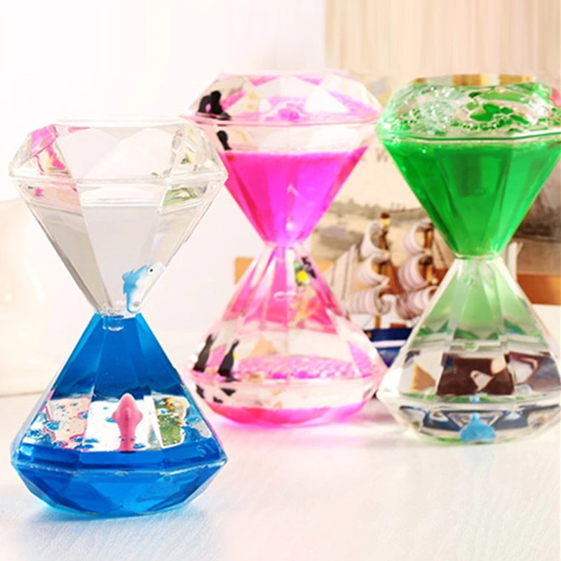 

Diamond Shaped Marine Animal Oil Drop Liquid Hourglass Timer Creative Desktop Decoration Ornaments Decompression Toy