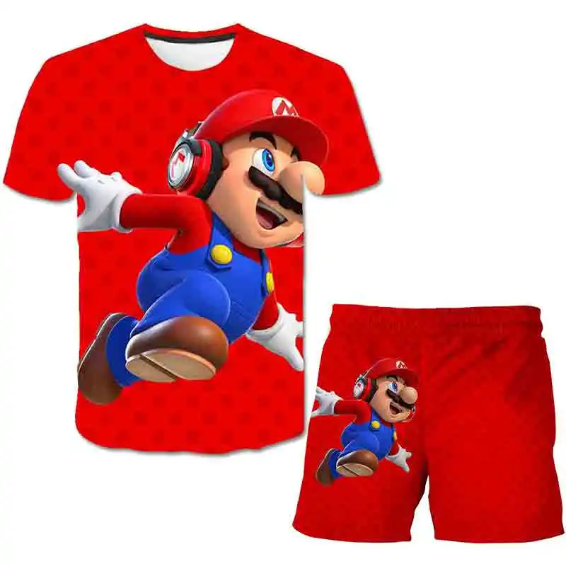 

Super Mario Clothes Kids Mario Bros Print Cartoon 3D t shirt Short Pants Sets Boys Sport Suits Baby Girls Tracksuits Outfits
