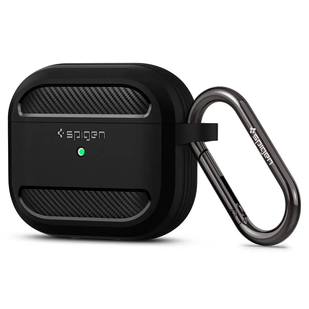 

For AirPods 3 Case Airpods3 Rugged Armor Carabiner Lightweight Carbon Fiber Earphones Earbuds Cover Spigen Full Coverage