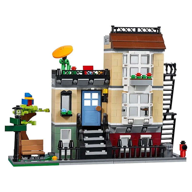 

MOC Retro Architecture 31065-1 Park Street Townhouse Building Blocks Set Assemble Villa Toys Bricks For Children Birthday Gfits