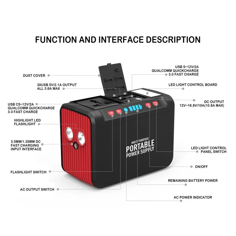 

Portable Solar Power Generator Energy Power Station With 80W AC Output Solar Generator AC Power Bank Laptop Charger