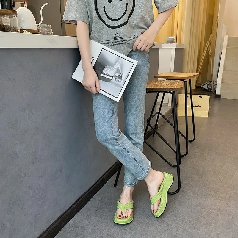 

Women Slippers 2021 New Clip Toe Sandals Women Shoes Wedge Platform Slippers Fashion Dress High Heels Female Flip Flops Casual