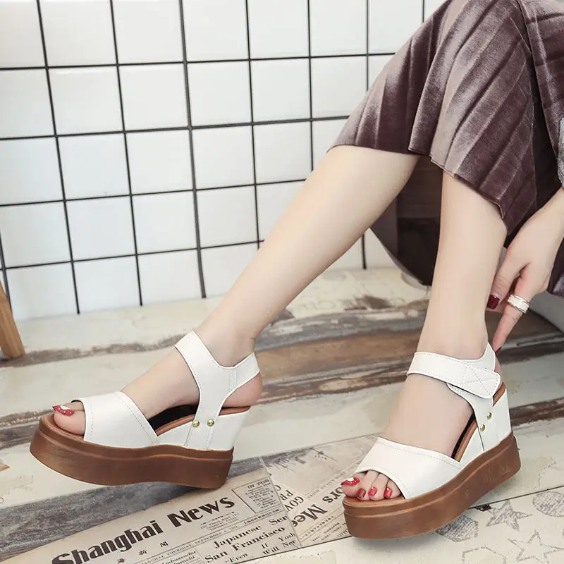 Suede Peep Toe Wedges High heels sandals women 2019 summer shoes woman Fashion Hook loop Platform Gladiator ladies female | Обувь