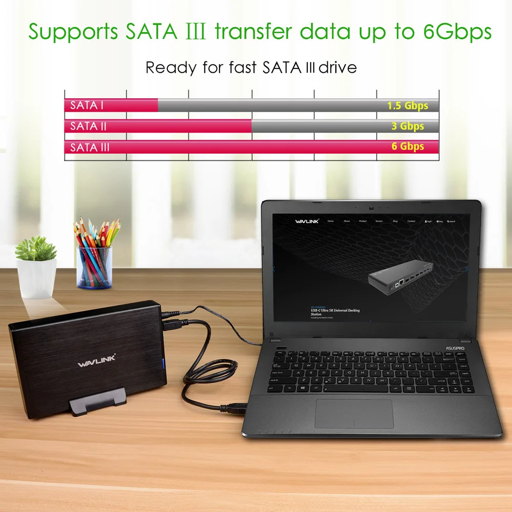 Алюминиевый корпус для жесткого диска Wavlink 3 5 дюйма USB 0 на SATA HDD SSD чехол/коробка с