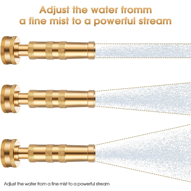 

3 Pieces 4 Inch Brass Hose Nozzle Adjustable Garden Twist Hose Nozzle with 6 Pieces Garden Hose Rubber Washers