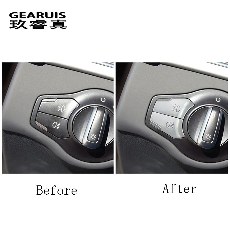 

Car Styling for Audi A4 B8 A5 Q5 Headlight Switch Button Frame Decoration Cover Sticker And decal Trim Interior Auto Accessories