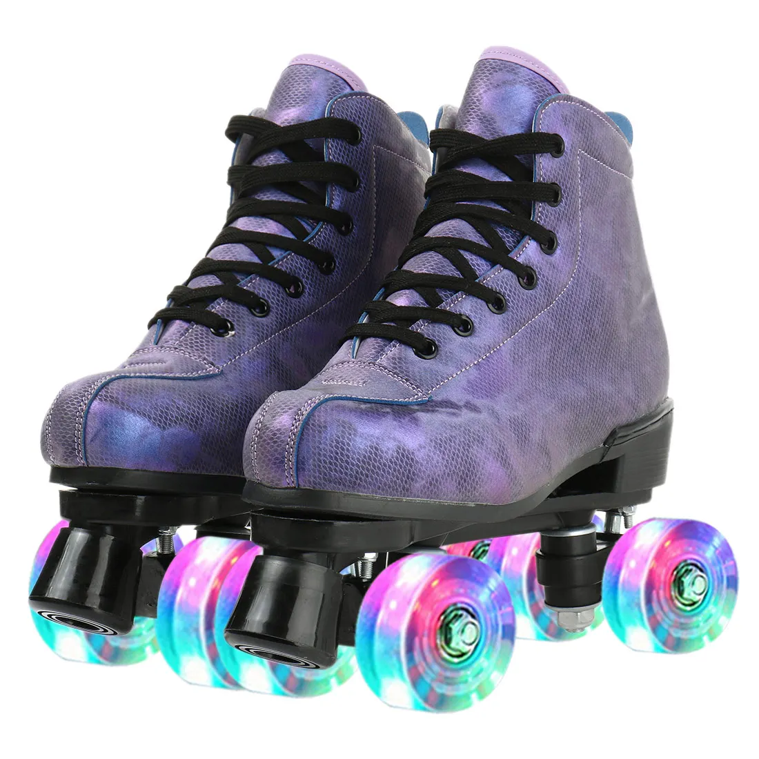 

4 Wheel Artificial Flash Fibre Roller Skate Shoes Skating Sliding Inline Skates Rollers Sneakers Training Scrub Row For Adult