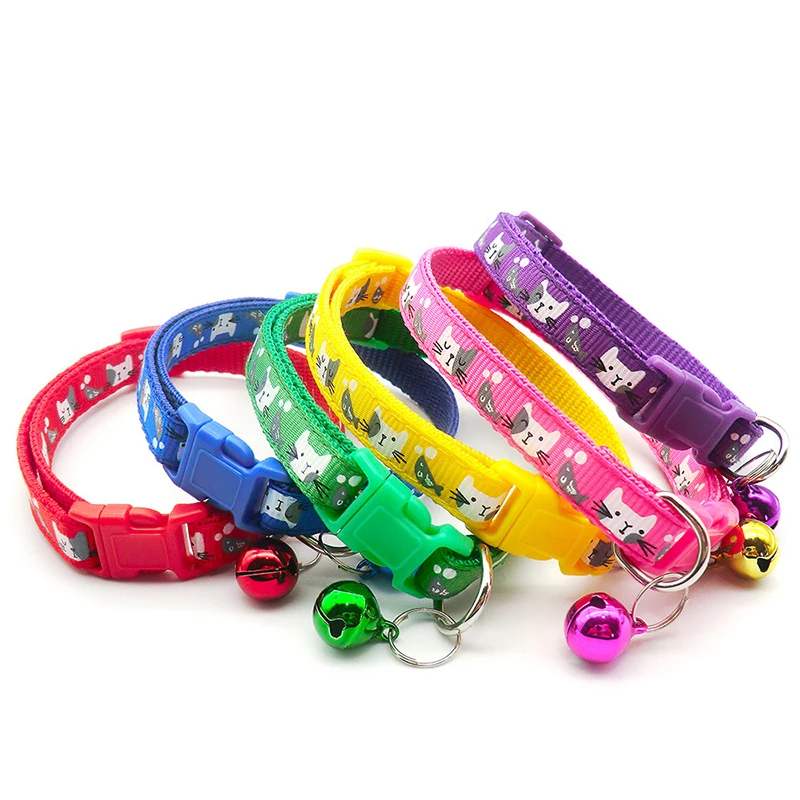 

Pets Cartoon Head Collars Cute Colorful Pet Collar Cat Print Bell Collar Universal Puppy Supplies Adjustable Dog Cats Collar
