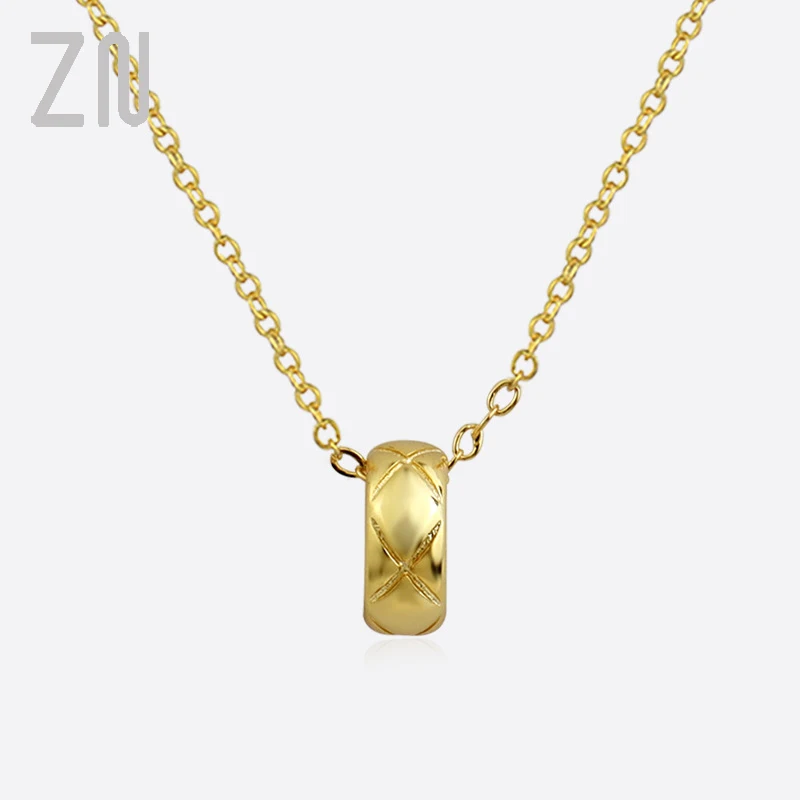 

ZN 2021 New Fashion Trendy Korean Style Round Circle Pendant Necklaces for Women Vintage Metal Texture Accessories Jewelry gifts