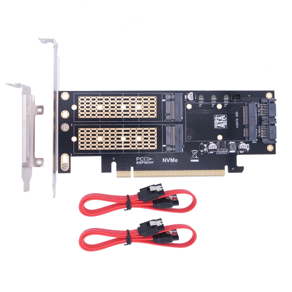 

3 в 1 M.2 mSATA SSD адаптер карта M.2 NVME SSD к PCIE адаптер mSATA-SATA адаптер с радиатором для Windows