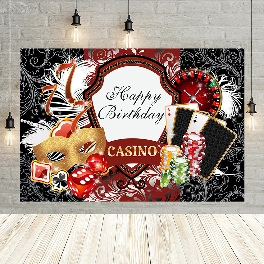 

Avezano Las Vegas Casino Photography Background Roulette Poker Dice Adult Birthday Party Backdrop Photo Studio Photocall Banner