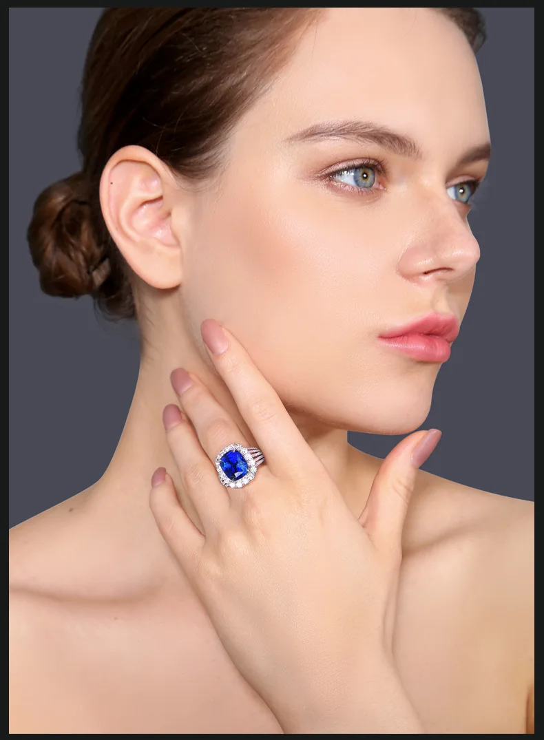 Женское кольцо с сапфировым стеклом ювелирное изделие из драгоценных камней