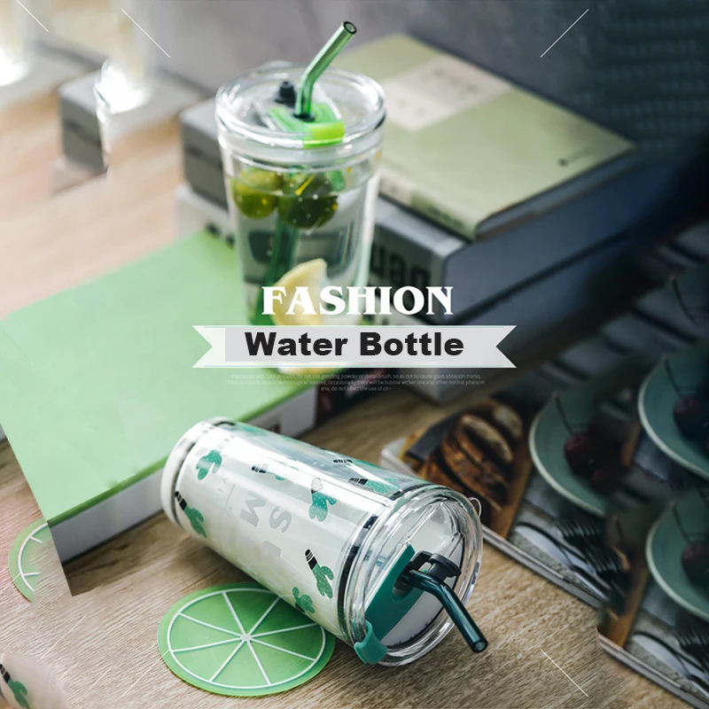 Переносная чашка для воды 450 мл с соломками двойная крышка Cola Coffee пластик