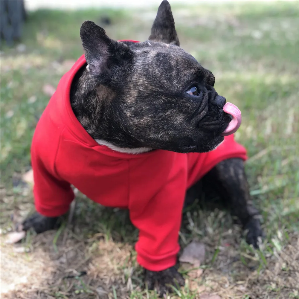 Красная рождественская одежда для собаки худи маленьких собачек Мопсов чихуахуа