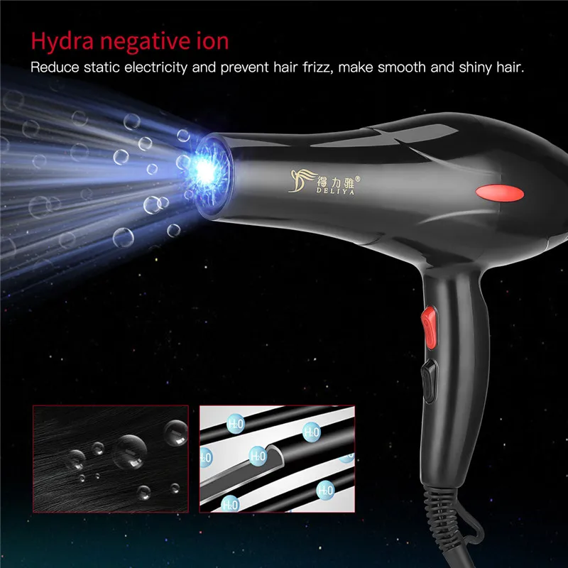 

2200W Professional Hair Dryer with Diffuser& Concentrator Nozzles Negative Ions Hair Blower Styling Tools with Hot Cold Wind