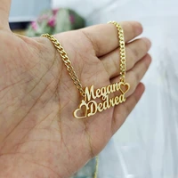 dodoai custom name necklace with heart men women personalized two names necklace custom heart necklaces cuban chain jewelry gift