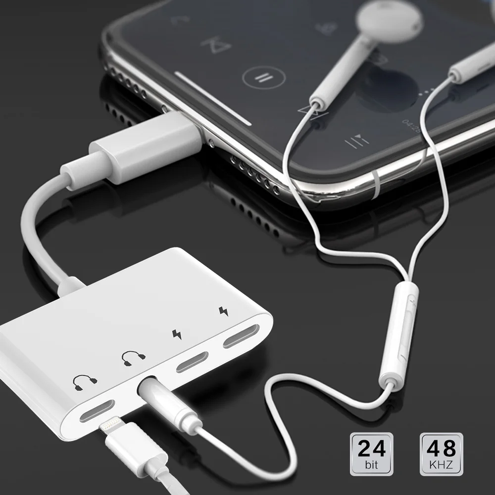 4 в 1 для Lightning до 3 5 мм Aux аудио адаптер сплиттер с type C порт зарядки iPhone X/XS/8/iPad lightning