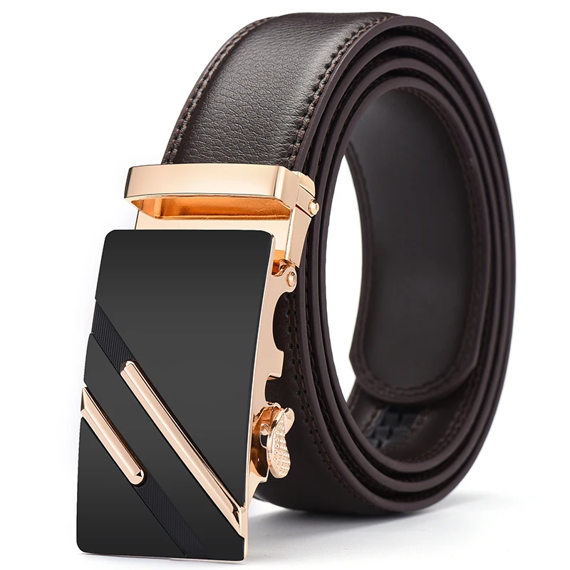 

Men Belt Automatic Genuine Leather Brown bown Belt Men's Belts Automatic Buckle High Quality Business Male Men's Belts