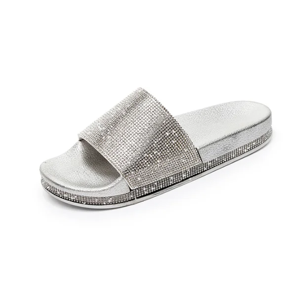 Модные женские сандалии с кристаллами летняя обувь на плоской подошве женская