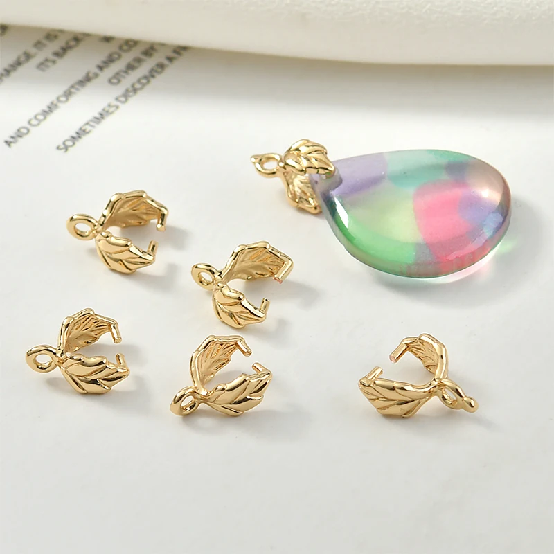 Медное покрытие 18k Золото Цвет листья пряжка DIY серьги волос застежка ожерелье