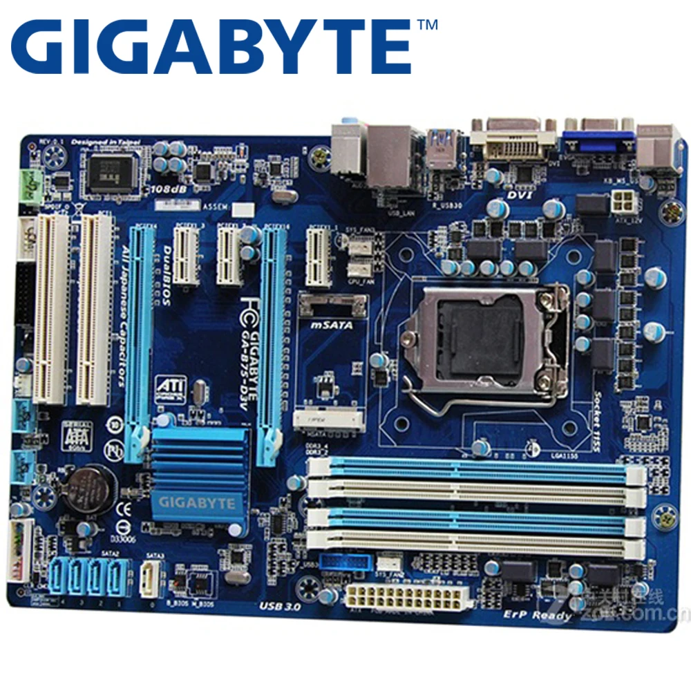GIGABYTE GA-B75-D3V настольная материнская плата B75 Socket LGA 1155 i3 i5 i7 DDR3 32G ATX UEFI BIOS