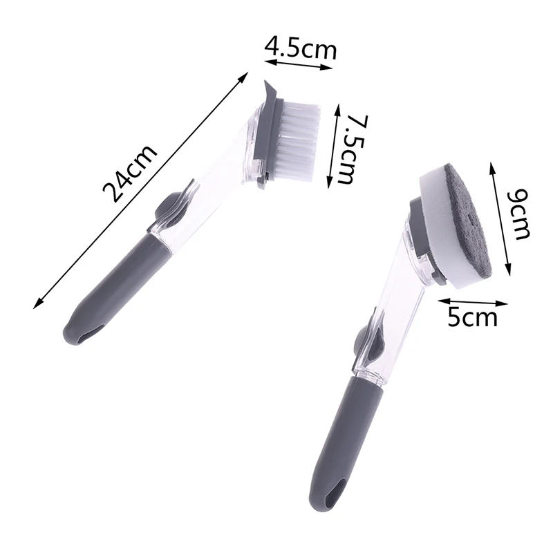 

1pc Durable Kitchen Cleaning Brush Scrubber Dish Washing Sponge Automatic Liquid Dispenser