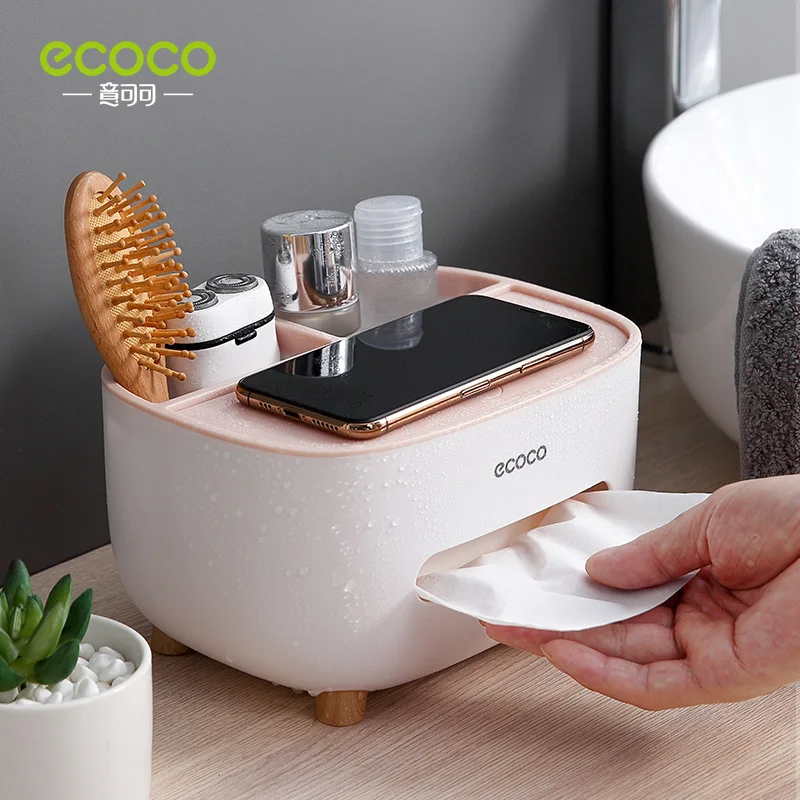 ECOCO-soporte de servilletas para el hogar, caja de pa&ntilde;uelos de almacenamiento con Control remoto multifunci&oacute;n, creativa y encantadora, para sala de estar y comedor-0