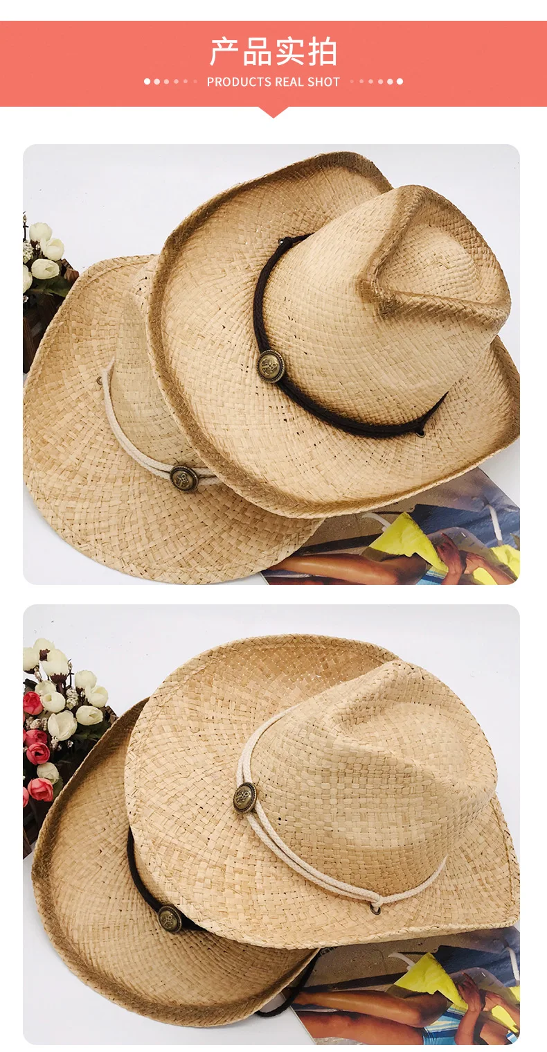 Ковбойская шляпа JIN Swhbias для мужчин соломенная от солнца из рафии новинка летняя