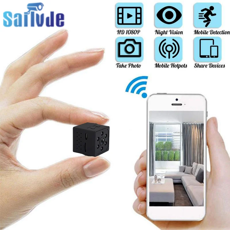 

Mini Camera 1080P HD Wireless Cam Portable WiFi Nanny Cam App Night Vision Motion Detection Security Surveillance Cameras