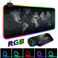 rgb mouse pad gamer large size xxl anime desk mat led light mousepad colorful gaming accessories world map cs pupg big mousepad