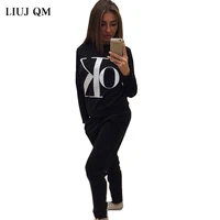 2020 autumn new 2 piece set womens costumes round neck letter print tracksuit women causal clothes for women tracksuit wives