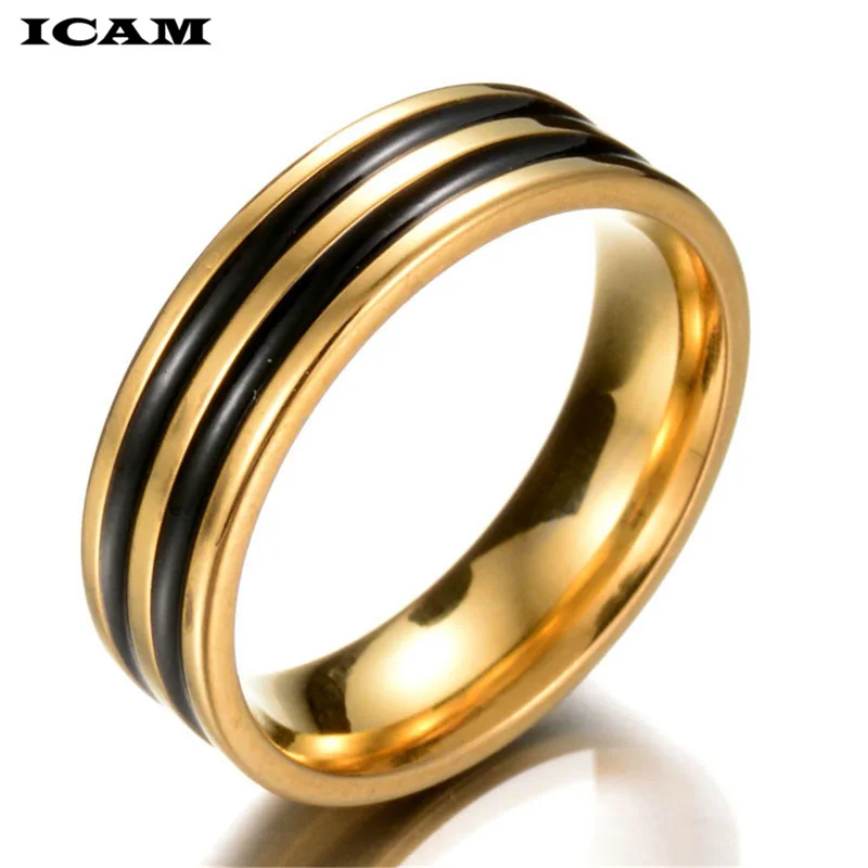 ICAM 2019 горячая Распродажа кольцо из нержавеющей стали черного цвета с эмалью