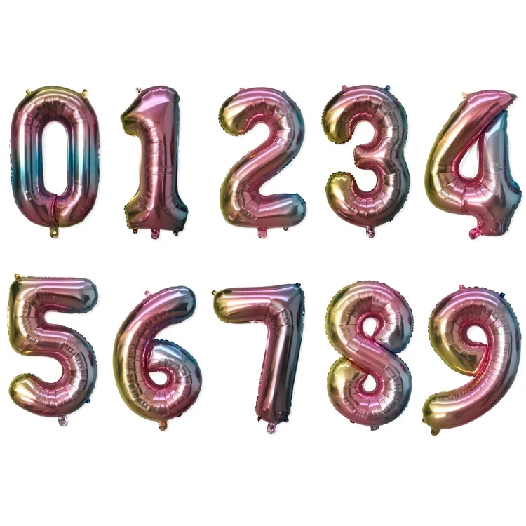 

32 inch gradient balloon 0-9 number wedding Valentine's Day children's toy birthday party decoration aluminum foil balloon