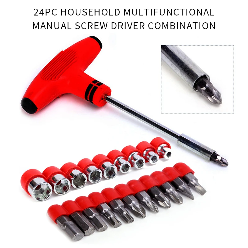 24Pcs Screwdriver Set T-Handle Bit Driver Socket Bits Heads Kit and | Инструменты