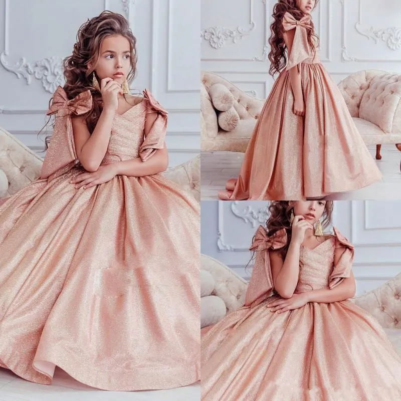 Высококачественное платье принцессы с блестками и бантом плиссированное v