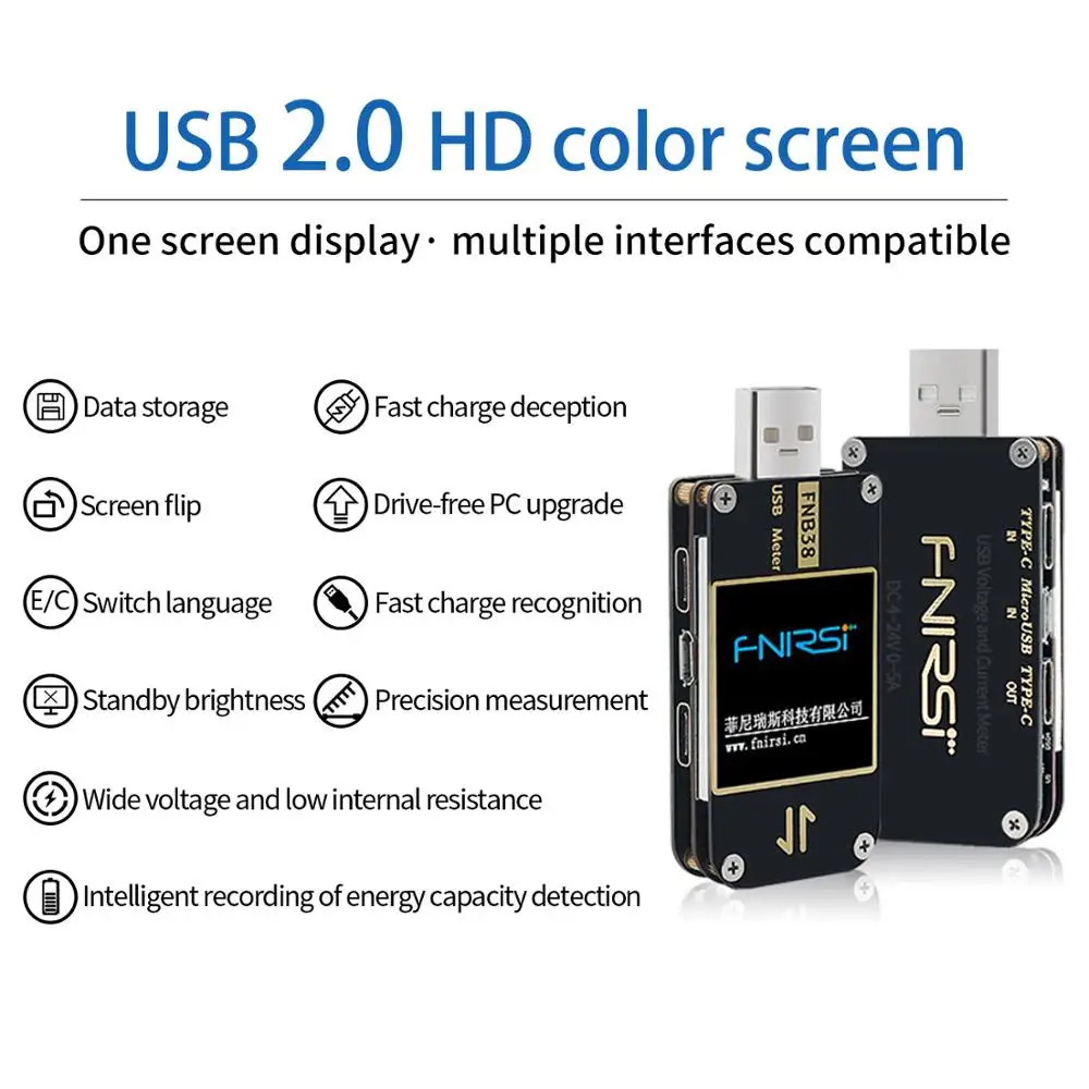 Измеритель тока и напряжения FNB38 USB тестовый er QC4 + PD3.0 2 0 PPS протокол быстрой