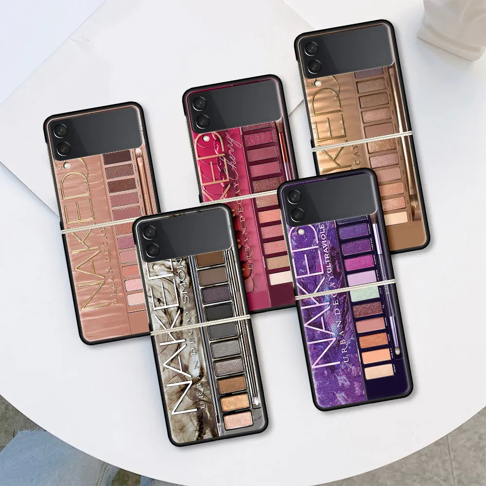 

Cell Phone Housing For Samsung Galaxy Z Flip 3 5G Case Glam Makeup Eye Shadow Box Shell Luxury Cover ZFlip Black Hard PC Coque