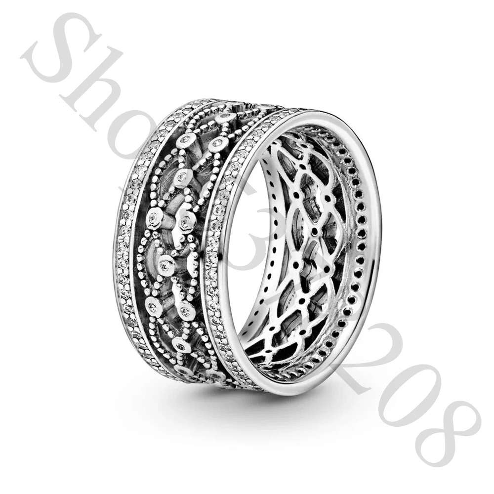 Женское кольцо из серебра 925 пробы со сверкающими кружевами | Украшения и