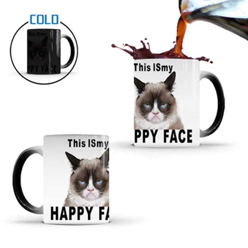 Новинка 2020 волшебная кружка с милым котом 350 мл меняющая цвет от температуры