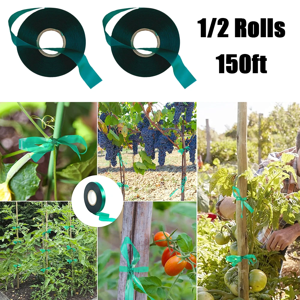 

1/2 Rolls 150Ft Plant Bandage Tie Thick Reusable Green Support Stretch Tape for Garden Patio Plant Branches Climbing Flowers