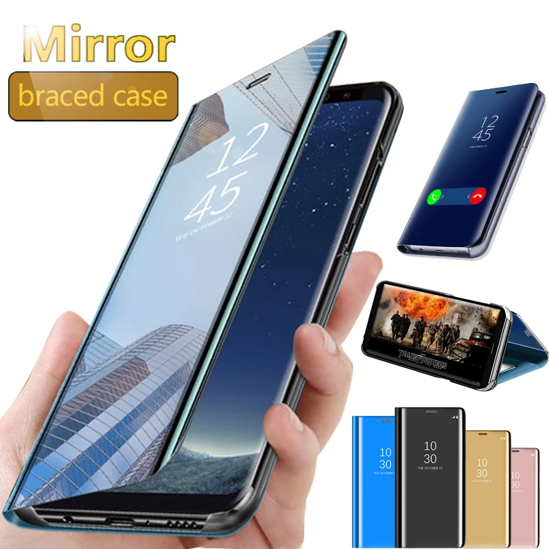 Умный прозрачный зеркальный кожаный чехол подставка Tiptop для телефона Samsung Galaxy