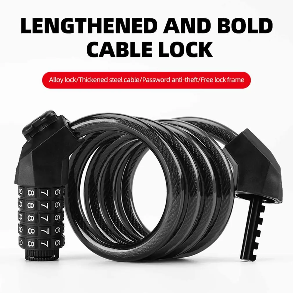 

BG-8333 Bike Lock 5 Digit Code Combination Bicycle Lock 1.25m Bicycle Security Lock Bicycle Equipment MTB Anti-theft Lock