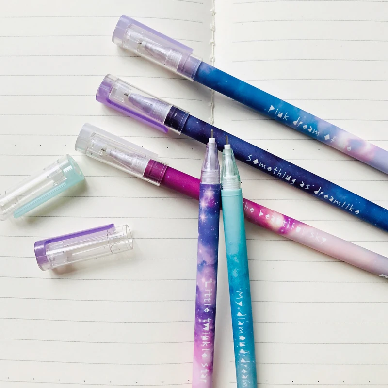 

2X Gradient Starry Sky Gel Pen Stationery School Supply 0.5mm Black Ink