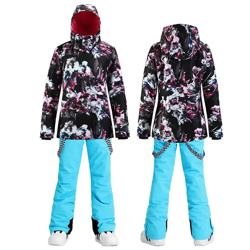 Зимний лыжный костюм женский ветрозащитный водонепроницаемый теплый взрослый