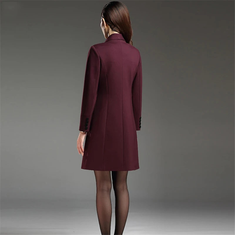 

2021 Autumn Winter Women Windbreaker Coat Slim Elegant Solid Double-breasted Long Overcoat Plus Size 4XL Mother Lady Trench Coat