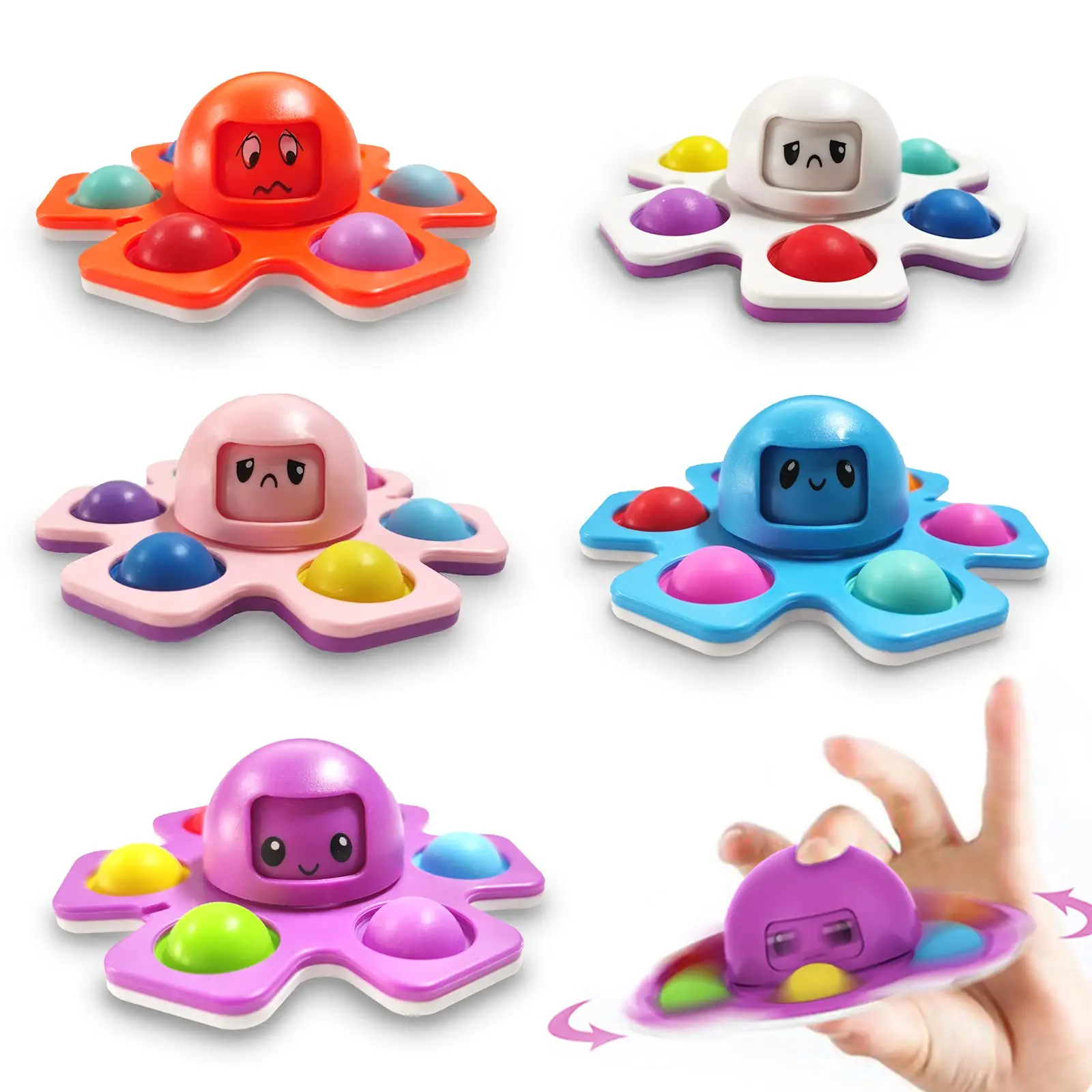 Трансформируемый гироскоп для пальцев Спиннер сменяющий лицо игрушка-осьминог