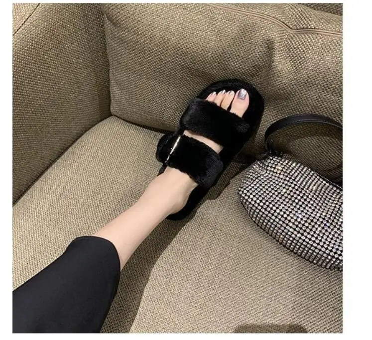 

Koovan Women's Slippers 2020 New Autumn Fur Slippers Women Wear Thick Bottom New Autumn Girls' Shoes