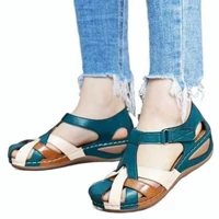 womens shoes 2021 summer new european and american round head cross button fashion elegant sandals